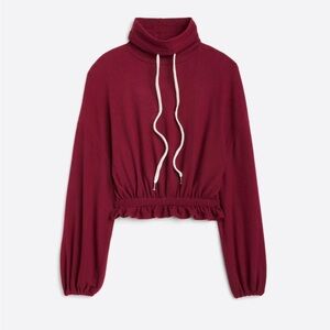 Olympia Mock Neck Knit Sweater - Burgundy